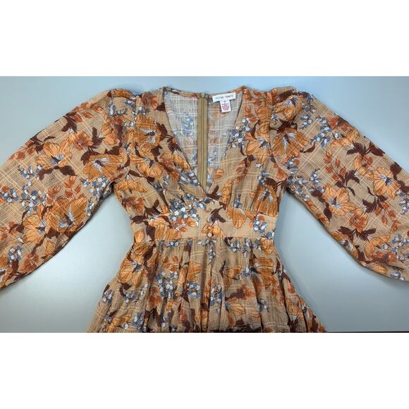 VTG Anthropologie Womens Flying Tomato Dress M Boho 70s Retro Ruffle Sheer Vneck - Picture 6 of 16